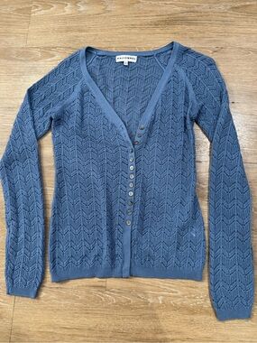 Anthropologie Blue Textured Knit Button-Front Cardigan